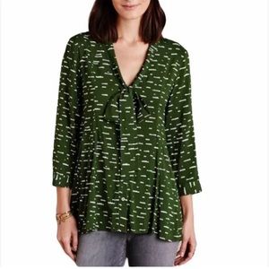 Maeve anthropologie green neck tie blouse